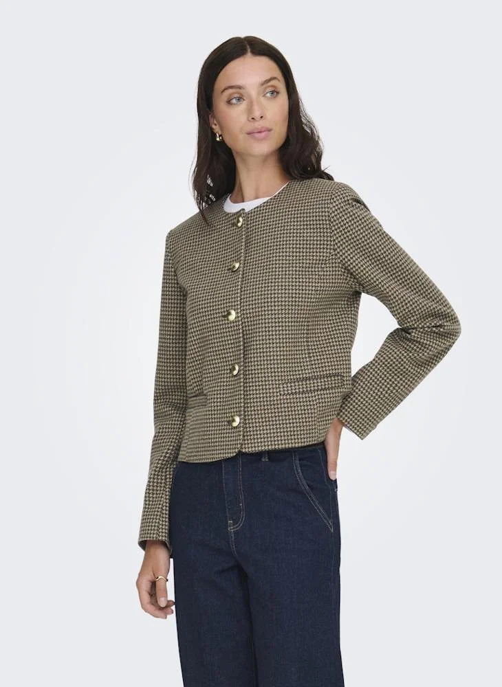 ONLY  Onlmaggie Checked Single Breasted Blazer for Women | Best Price UAE